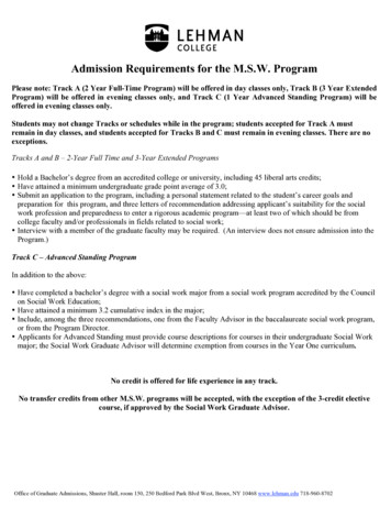 Admission Requirements For The M.S.W. Program