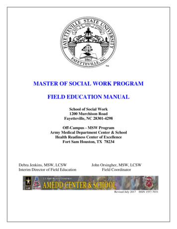MASTER OF SOCIAL WORK PROGRAM FIELD EDUCATION 