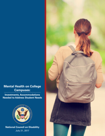 Mental Health On College Campuses - NCD.gov