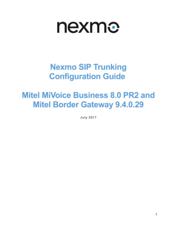 Nexmo SIP Trunking Configuration Guide Mitel MiVoice .