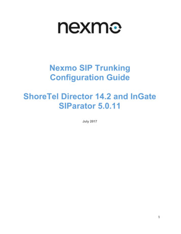 Nexmo SIP Trunking Configuration Guide ShoreTel Director .