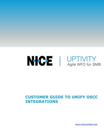 Customer Guide To Unify OSCC Integrations