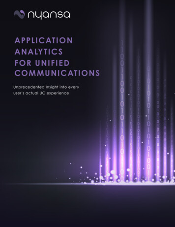 APPLICATION ANALYTICS FOR UNIFIED COMMUNICATIONS