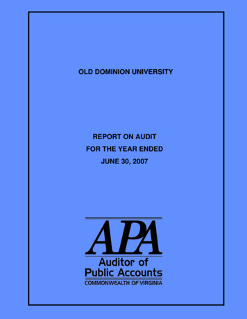 ODU 2007 Audit Report - Virginia