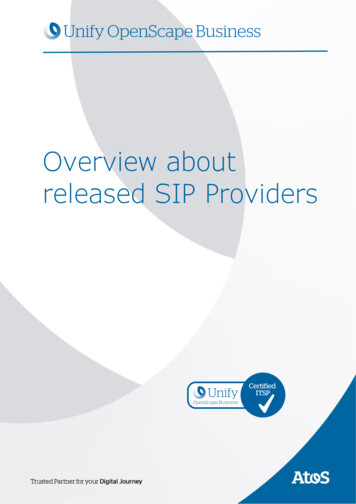 Overview About Released SIP Providers - Unify