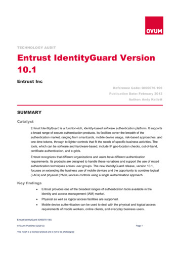 10.1 TECHNOLOGY AUDIT Entrust IdentityGuard Version