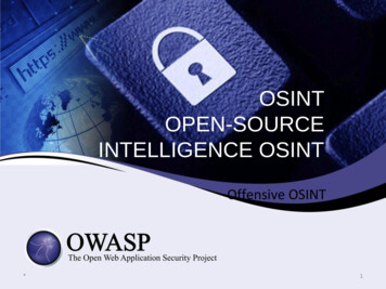 OPEN-SOURCE INTELLIGENCE OSINT OSINT - OWASP