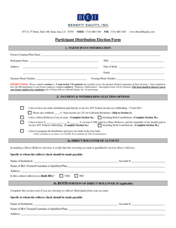 Participant Distribution Election Form