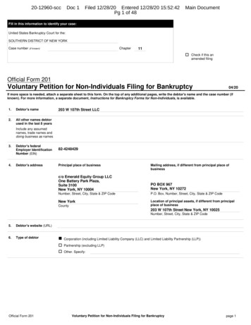 Official Form 201 Voluntary . - Bankruptcy Attorneys