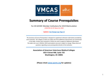 Summary Of Course Prerequisites - AAVMC