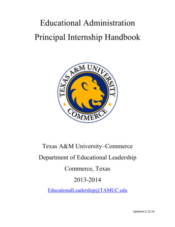 Educational Administration Principal Internship . - TAMUC