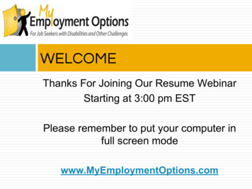 WELCOME Full Screen Mode - My Employment Options