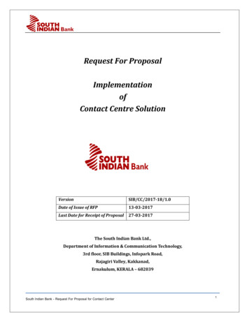 Request For Proposal Implementation Of Contact Centre 