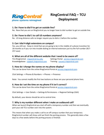 RingCentral FAQ TCU Deployment