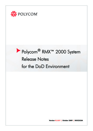 Polycom RMX 2000 System Release Notes For The DoD 