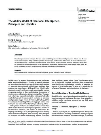 The Ability Model Of Emotional Intelligence: Principles .