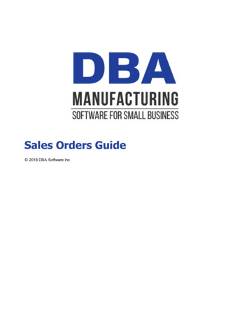 Sales Orders Guide - DBA Manufacturing Software