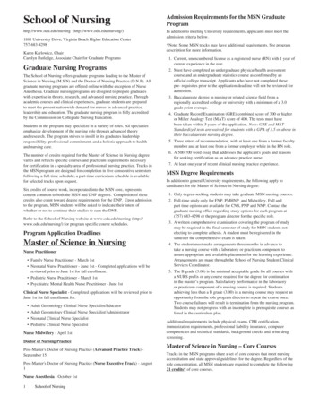 School Of Nursing - Old Dominion University - Catalog