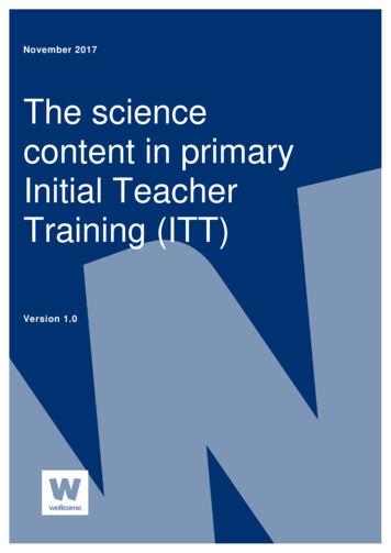 The Science Content In Primary Initial Teacher Training (ITT)