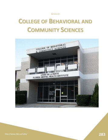 ECTION COLLEGE OF BEHAVIORAL AND COMMUNITY SCIENCES