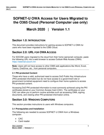 SOFNET-U OWA Access For Users Migrated To The O365 Cloud .