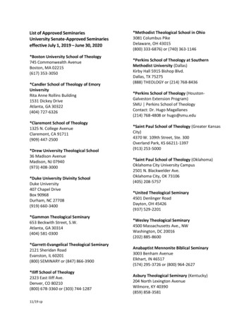 List Of Approved Seminaries *Methodist Theological School .