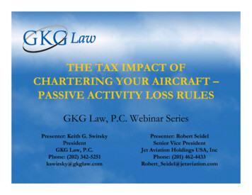 THE TAX IMPACT OF CHARTERING YOUR AIRCRAFT – PASSIVE .