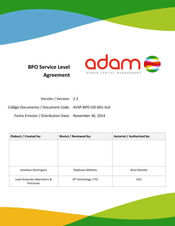 BPO-Service Level Agreement - Adam HCM Payroll Services