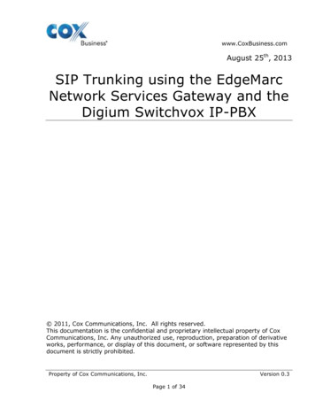 SIP Trunking Using The EdgeMarc Network Services Gateway .