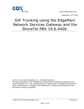 Th SIP Trunking Using The EdgeMarc Network Services .