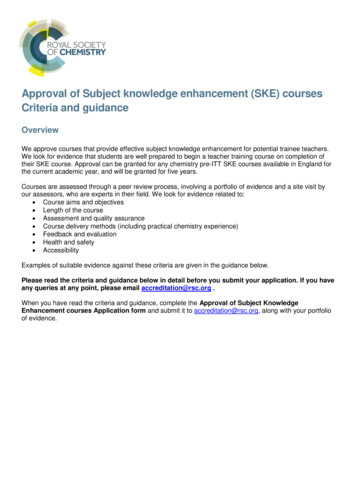 Approval Of Subject Knowledge Enhancement (SKE) 