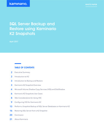 SQL Server Backup And Restore Using Kaminario K2 Snapshots