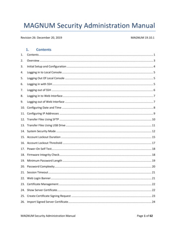 MAGNUM Security Administration Manual
