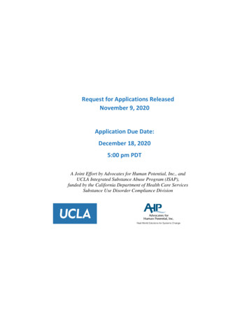 Request For Applications Released November 9 . - UCLA ISAP