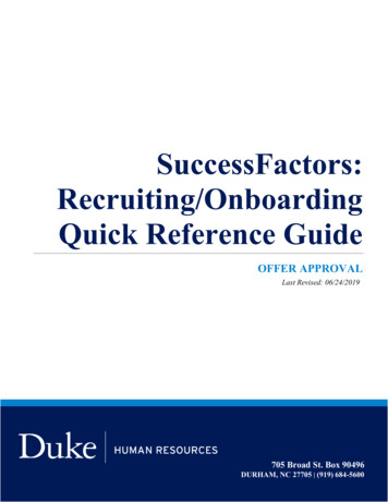 SuccessFactors: Recruiting/Onboarding Quick Reference Guide