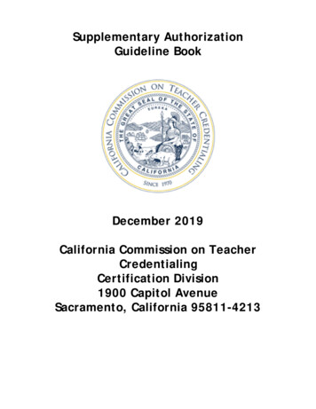 Supplemental Authorization Guideline Book 2019