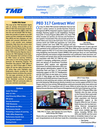 Inside This Issue PEO 317 Contract Win! O