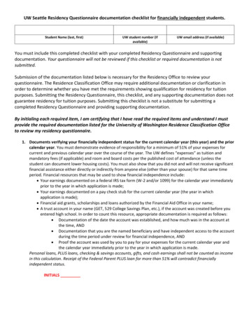 UW Seattle Residency Questionnaire Documentation 