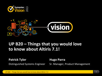UP B20 Things That You Would Love To Know About Altiris 7.1!