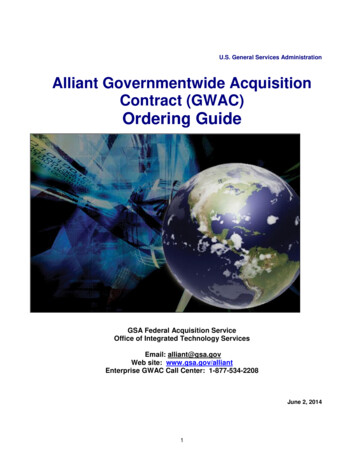 Alliant Governmentwide Acquisition Contract (GWAC .