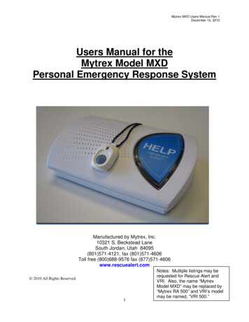 Users Manual For The Mytrex Model MXD Personal Emergency .