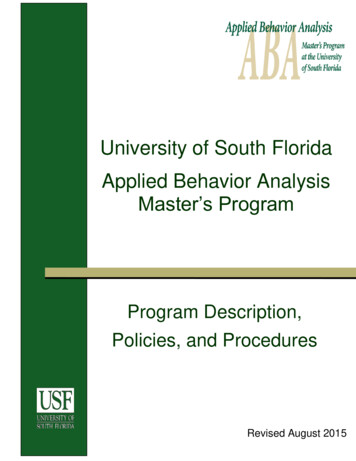 University Of South Florida Applied Behavior Analysis