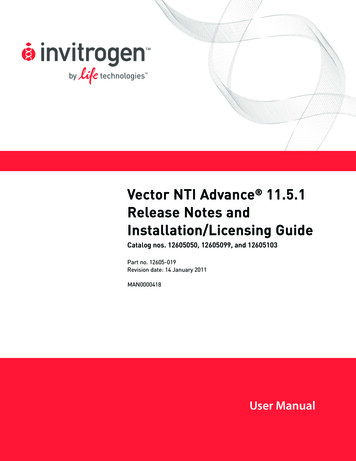 Vector NTI Advance 11.5.1 Release Notes And Installation .