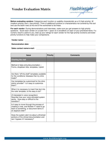 EHR Vendor Evaluation Matrix - HealthInsight