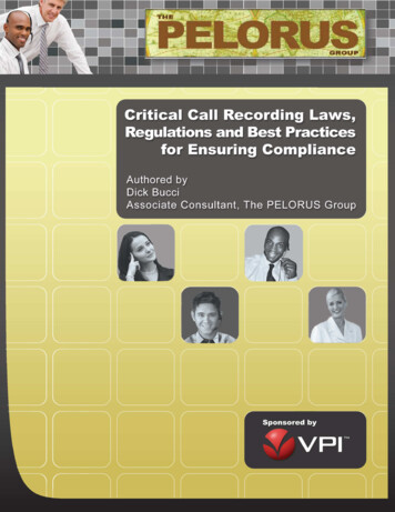 VPI Pelorus Group Critical Call Recording Laws Regulations .