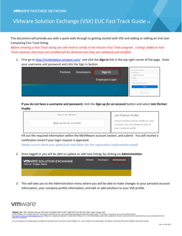 VMware Solution Exchange (VSX) EUC Fast Track Guide