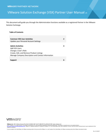 VMware Solution Exchange (VSX) Partner User Manual