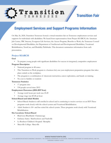 Employment Services And Support Programs . - Transition TN