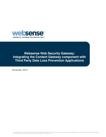 Websense Web Security Gateway: Integrating The Content .