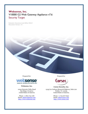 Websense, Inc. V10000 G2 Web Gateway Appliance V7.6 .